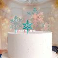 20pcs Plastic Snowflake Cake Topper Girl Princess Birthday Cupcake Topper Christmas Baby Shower Wedding Party Glitter Cake Decor. 