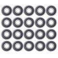 20 Pack 608-2RS Ball Bearing - Double Rubber Sealed Miniature Deep Groove Ball Bearings for Skateboards, Inline Skates, Scooters (8mm x 22mm x 7mm).