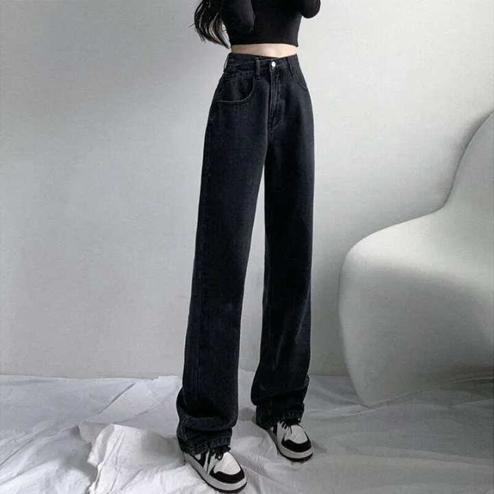 Black%20gray%20jeans%20for%20women's%20spring%20and%20autumn%20wear%202024%20new%20high%20waisted%20straight%20loose%20fit%20small%20design%20with%20wide%20leg%20pants%20-%20Image%203