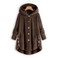 Women Fluffy Coat Winter Casual Loose Solid Button Fleece Hooded Teddy Bear Coat Female Cute Warm Soft Plus Size Winter Outwear. 