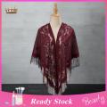 Summer Prom Scarf Flower Embroidery Washable Women Party Shawl.