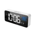 Home Bedroom Living Room Rechargeable Bedside Music Clock LED Mirror Alarm Clock Sound Activated Clock.