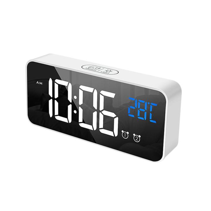 Home Bedroom Living Room Rechargeable Bedside Music Clock LED Mirror Alarm Clock Sound Activated Clock