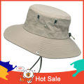 【3C VictoryEagle】Summer Men Bucket Hat Solid Color Anti Sun Wide Adjustable Fisherman Cap.