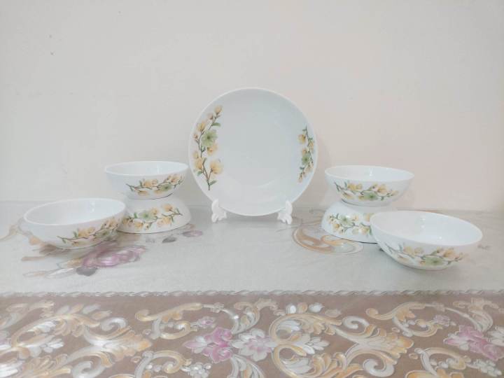 Ceramic%207%20Pcs%20Deep%20Curry%20Bowl%20Or%20Snack%20Bowl%20Set.%20Soup%20Bowl,%20Rejala%20Bowl%20Set,%20Gift%20And%20Home%20Decoration%20-%206%20Pcs%20Ceramic%20Curry%20Bowl/Bati%20Off%20White%20With%20Print.%20-%20Image%203