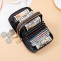 New double zipper wallet popular plaid flower pattern multi-function multi-card slot card holder. 
