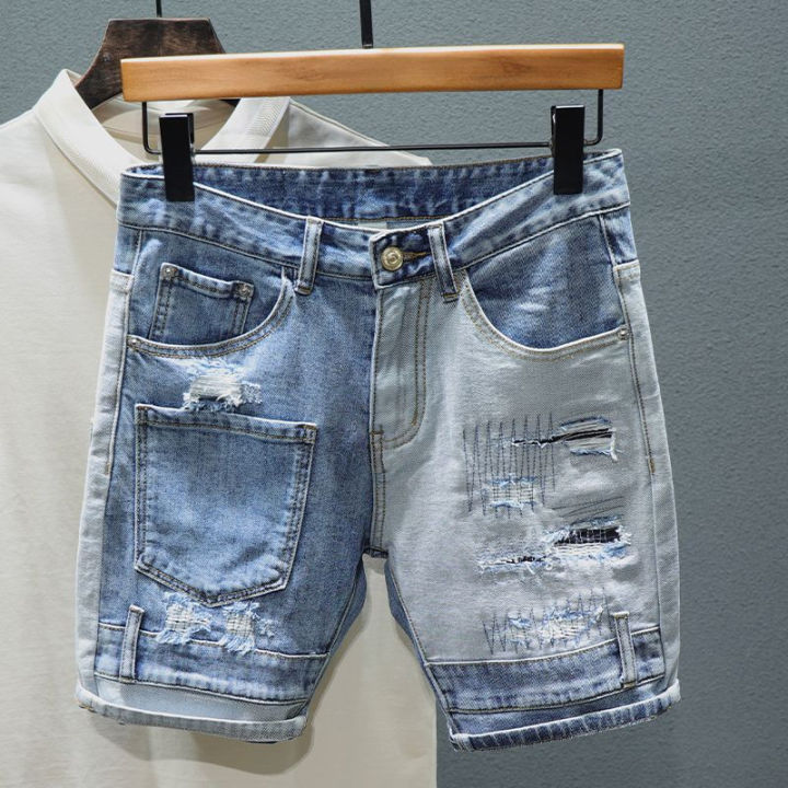 Ripped Denim Short Jean Pants Ripped Cargo Male Denim Shorts
