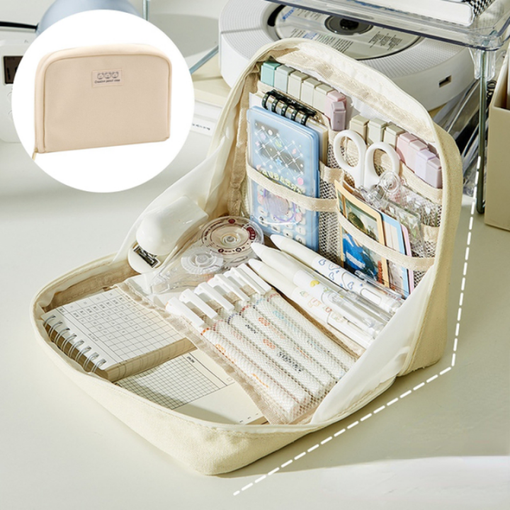 Large Capacity Pencil Bag Portable Cute Stationery Holder Bag Student School Supplies Portable Durable Pencil Pouch Cases Box Organizer