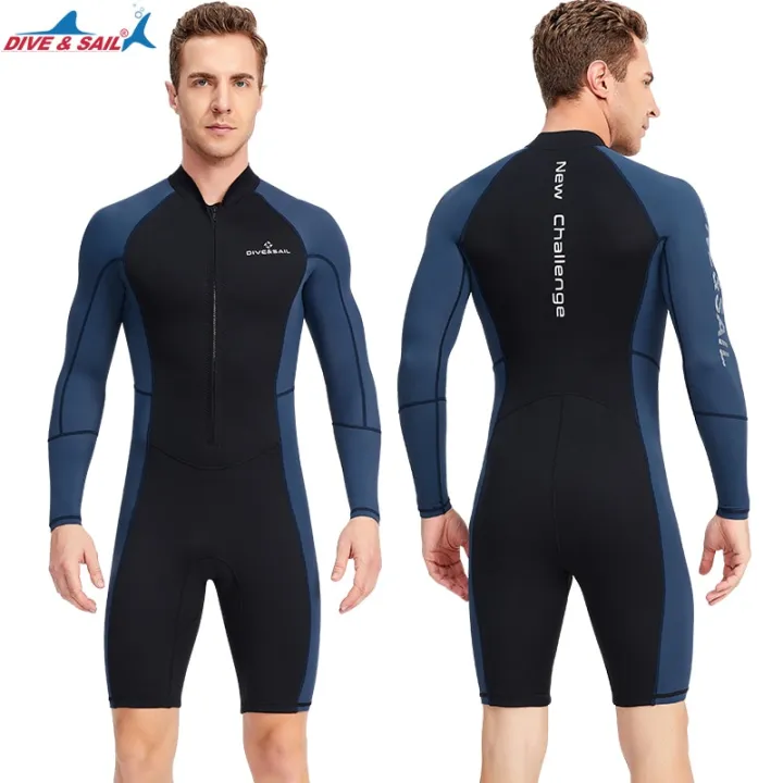Men's%20Wetsuits%201.5/mm%20Neoprene%200.5mm%20Lycra%20Front%20Zip%20Long%20Sleeve%20Shorty%20Dive%20Skin%20Snorkeling,%20Surfing,Canoeing,%20Swimming%20-%20Image%203