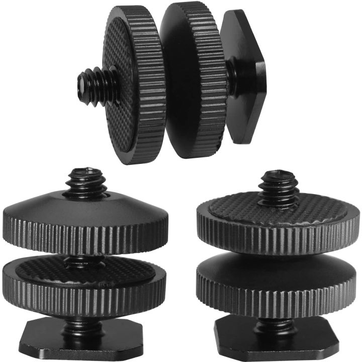 1/4"%20inch%20Dual%20Nuts%20Tripod%20Mount%20Screw%20to%20Flash%20Camera%20Hot%20Shoe%20Adapter%20-%20Image%202
