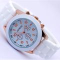 Imported High-quality 2pcs Women's Quartz Watch Set Ladies Silicone Strap Wristwatch and Bracelet Girl Waterproof Casual Watches.