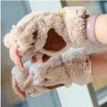 Winter Warm Cartoon Cat Paw Gloves For Women Girls Thermal Fingerless Gloves Cute Soft Short Plush Half Finger Gloves 1Pair. 