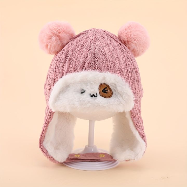 1pc%20Fur%20Ball%20Bear%20Baby%20Ear%20Protection%20Thorn%20Hat%20-%20Image%202