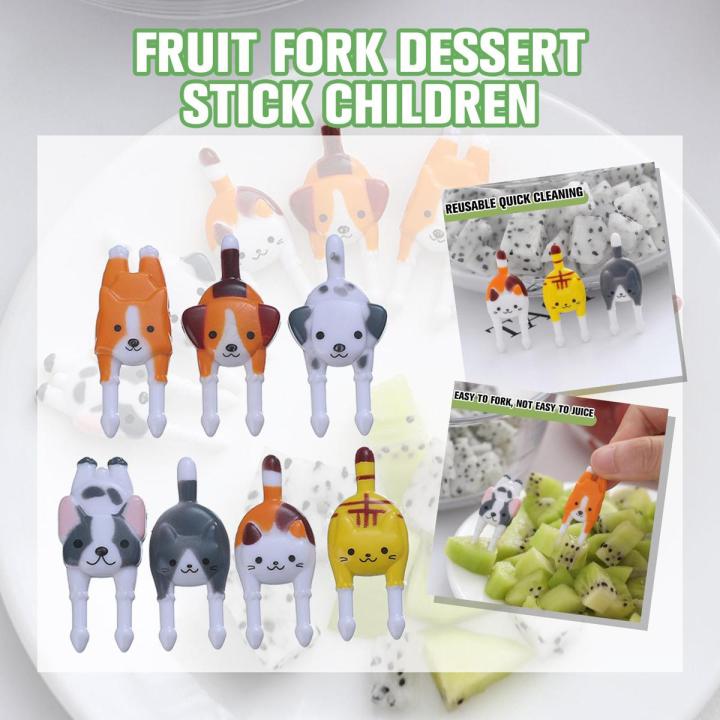 Decor Creative For Kids Children Tableware Food Pick Stick Dessert Fork Fruit S4U4
