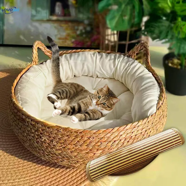 Cat%20Bed%20Basket%20Washable%20Cat%20House%20for%20Large%20Cats%20Small%20Dogs%20Kitten%20White%20Pillow%2043x14cm%20-%20Image%205