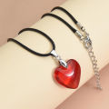 Fashion Simple Red Love Cowhide Rope Necklace French Light Luxury Retro Heart Necklace Women's Personality Jewelry. 