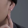 1Pc Earrings Stainless Steel Anti-fading Simple Stylish Men's Ear Clip Square Strip Without Ear Holes. 