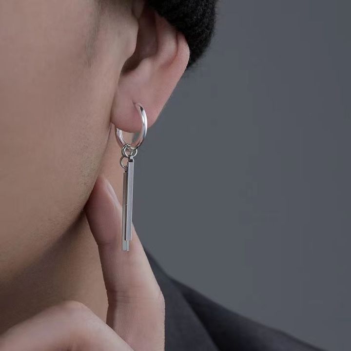 1Pc%20Earrings%20Stainless%20Steel%20Anti-fading%20Simple%20Stylish%20Men's%20Ear%20Clip%20Square%20Strip%20Without%20Ear%20Holes%20-%20Image%204