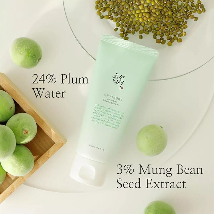 100ml Beauty Woman Facial Cleanser Cream Long-lasting Moisturizing Gentle Cleansing Refreshing Oil Control Green Plum Cleanser