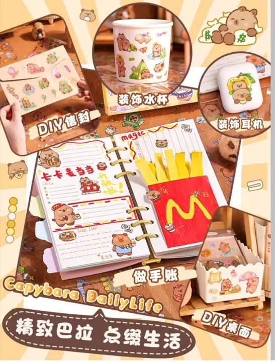 100PCS/SET%20Stickers%20Gift%20Capybara%20Cute%20Cartoon%20Ins%20Sweetheart%20Girl%20Material%20Diary%20Decorative%20Stickers%20Kawaii%20Planner%20Stickers%20-%20Image%204