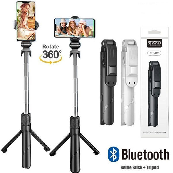 XT-02 Flexible 2 in 1 Bluetooth Selfie Stick Horizontal and Vertical Shooting Mobile Phone Tripod Remote Control Selfie Stand by by Tuhfa Gadget