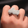 Hip hop exaggerated DIY letters small font zircon rings European and American ins Internet celebrity trend items unisex unisex.