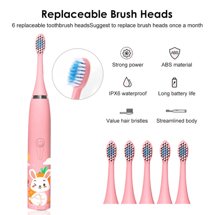 HEGRUS%20Electric%20Toothbrush%20Sonic%20Children's%20Electric%20Toothbrush%20Kids%203%20To%2012%20Years%20Old%20Cleaning%20Care%20Oral%20Bacteria%20Soft%20Hair%20Small%20Brush%20Head%206%20Replacement%20Brush%20Heads%20USB%20Charging%20Low%20Noise%20-%20Image%207