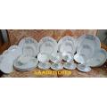 Exclusive Amboss Design 32 Pcs Dinner Set . Ceramic Dinner Set. Dining Set. Dinner Plate, Dinner Half Plate, Cup & Saucer, Sweet Bowl, Big Curry Bowl & Rice Dish Dinner Set. CD:A250..
