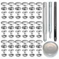 Solid 72Pcs 15MM Stainless Steel Fastener Snap Press Stud Button for Marine Boat Canvas with Punching Set Tool Kit Silver. 