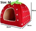 Soft Strawberry Pet Dog Cat House Kennel Foldable Winter Warm Cushion Animal Bed Dogs And Cats Products (Size: M), 36cm x 36cm. 