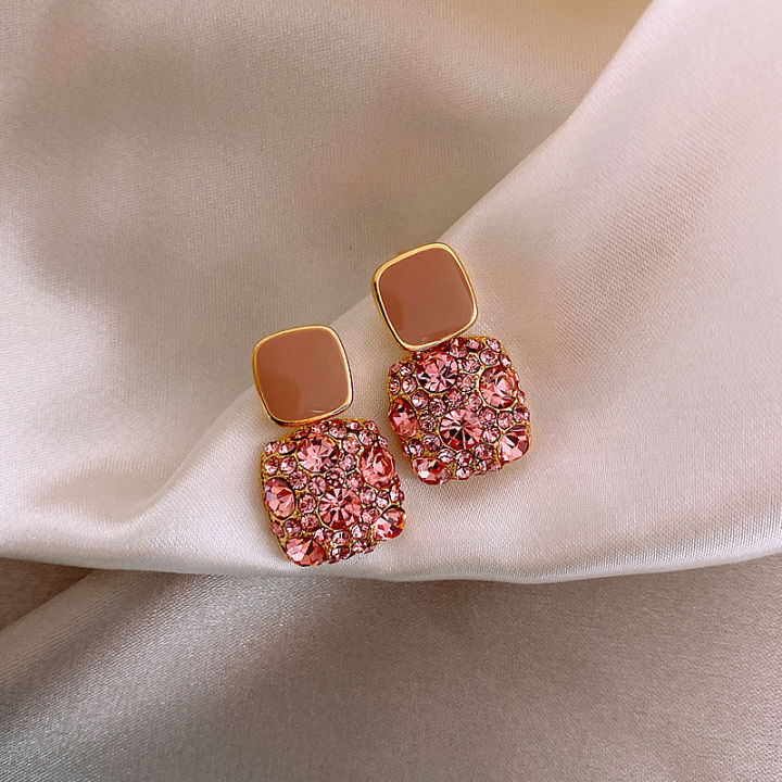 Luxury%20Female%20Crystal%20Zircon%20Stone%20Earrings%20Purple-Pink-Black-White%20Fashion%20Silver%20Color%20Jewelry%20Vintage%20Double%20Stud%20Earrings%20For%20Women%20-%20Image%203