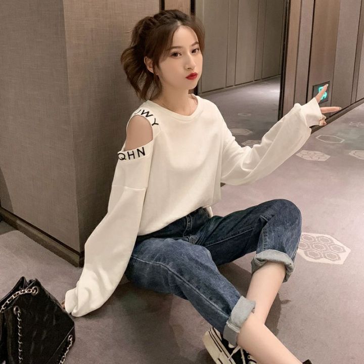2022Spring%20and%20Autumn%20New%20Korean%20Style%20Loose%20off-Shoulder%20Letter%20Pullover%20Sweatshirt%20Women's%20Sneaky%20Design%20White%20Versatile%20Student%20Top%20-%20Image%206