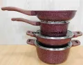 Kiam Non Stick 7 Pcs Cookware Set For Superior Release -1Pc Casserol, 1Pc Fry pan, 1Pc Karai and 1Pc Milk pan with 3 lids.