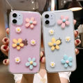 Girl lovely flower transparent phone case for iPhone 6 7 plus 8 se Pro 11 12 13 mini Promax 11pro floral pink white back cover. 