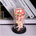 Plastics Everlasting Rose Unique Led Glass Dome Bouquet Romantic Illuminated Ornament for Birthday. 