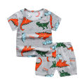 GC 2-piece Boys Round Neck Short Sleeves T-shirt Shorts Two-piece Set Breathable Cotton Suit. 