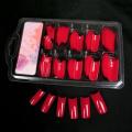 Non-fading 100Pcs/Box Practical Ultra Thin Long Faux Nail Tips Colorful Artificial Nail Tips Flat Head for Girls. 