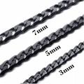 USENSET Cuban Link Chain Black Color Stainless Steel Necklace Tone Punk Charm Jewelry 3MM 5MM 7MM. 
