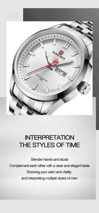 NAVIFORCE%209203%20Business%20mens%20watches%20stainless%20steel%20strap%20with%20Day%20Quartz%20Wristwatches-Silver%20-%20Image%205