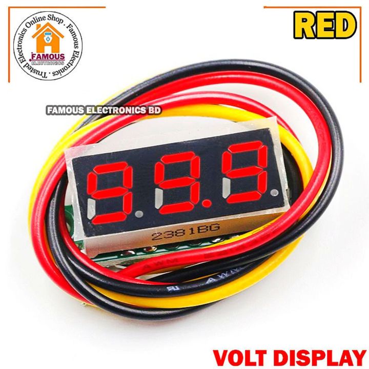LED Display Mini 0.28 inch DC 0 -100V Digital Voltmeter 100V Volt Panel Indicator Monitor Voltage Meter-1PCS - Compact Digital Voltmeter -Red