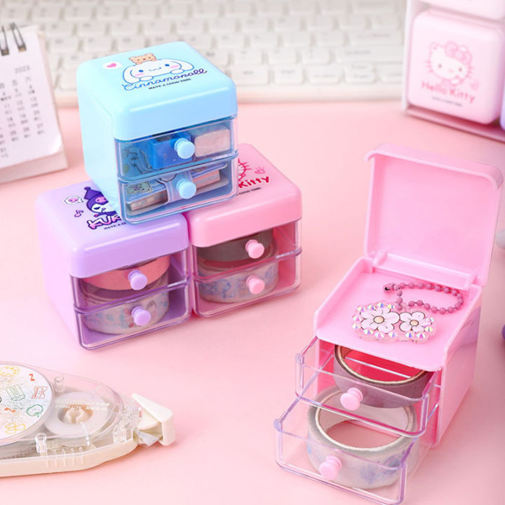 Cute%20Cartoon%20Sanrio%20Hello%20Kitty%20Cinnamoroll%20My%20Melody%20Kuromi%20Storage%20Box%20With%20Mini%20Drawer%20Jewelry%20Finishing%20Box%20Desk%20Organizer%20-%20Image%205