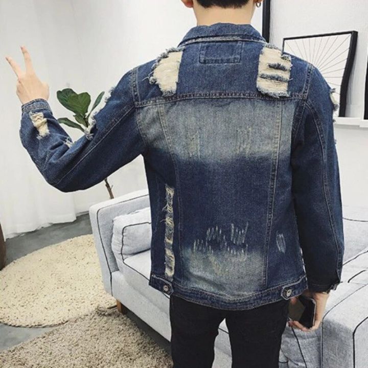 Male%20Jean%20Coats%20Casual%20Slim%20Men's%20Denim%20Jacket%20White%20with%20Hole%20Ripped%20Short%20Cheap%20Price%20Stylish%20Loose%20Korea%20Low%20Cost%20Fashion%20G%20-%20Image%206