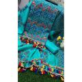 Joypuri Ari Work Unstitched Three Piece Shalwar Kameez {3 Piece} - Dress For Girls - 3 Pice Dress - Three Piece. 