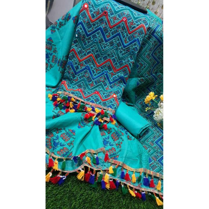 Joypuri Ari Work Unstitched Three Piece Shalwar Kameez {3 Piece} - Dress For Girls - 3 Pice Dress - Three Piece