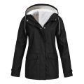 Women's Autumn Winter Plus Velvet Outdoor Jacket Windproof Waterproof Mountaineering Hooded Coat. 