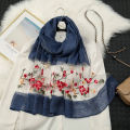 New Floral Silk Scarves Women Luxury Embroidery Scarf Foulard Femme Hijab Bandana Shawl Pashmina Stoles Big Size Headscarf Wraps.