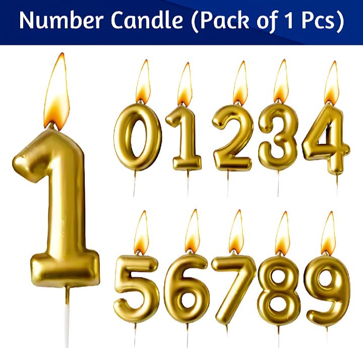 Metallic Gold Number Candles For Birthday Party Wedding Decoration Reunions Theme Party