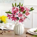 Artificial Lily Flower, Fake Lily Artificial Flower Wedding Party Decor Bouquet Home Hotel Office Garden Craft Art Decor Mother's Day Gifts for Her, Pink with out tob. 