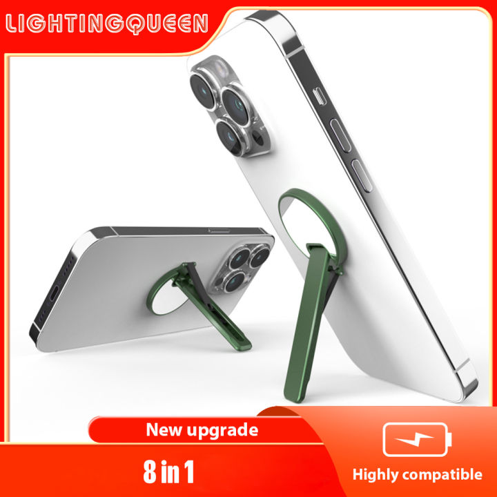 Aluminium alloy mobile phone holder horizontal and vertical available rotating decompression bracket back paste lollipop small mirror