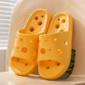 Bathroom Shower Slippers Hollow Out Women Cheese Slides Summer EVA Shoes Soft Anti Slip Flip Flops Indoor Sandals.